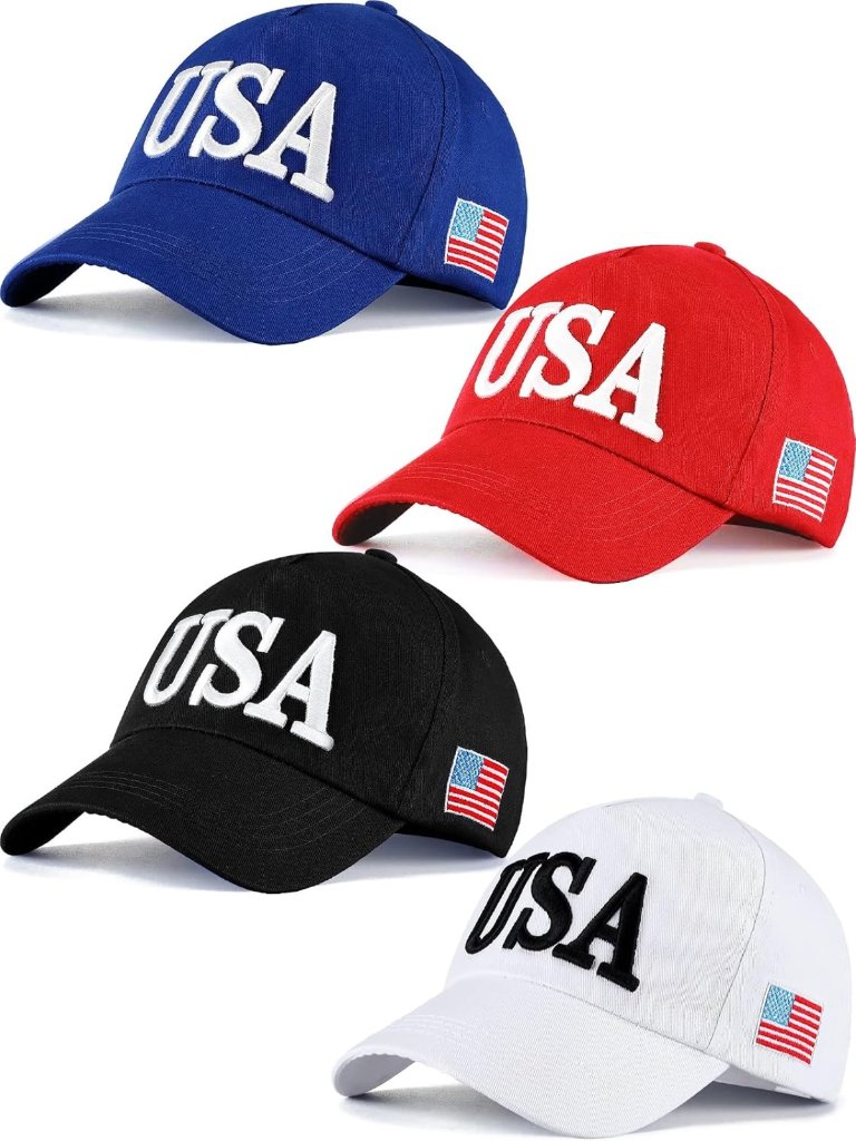 Patriotic American Flag Hats For Men & Women - Adjustable Embroidered Baseball